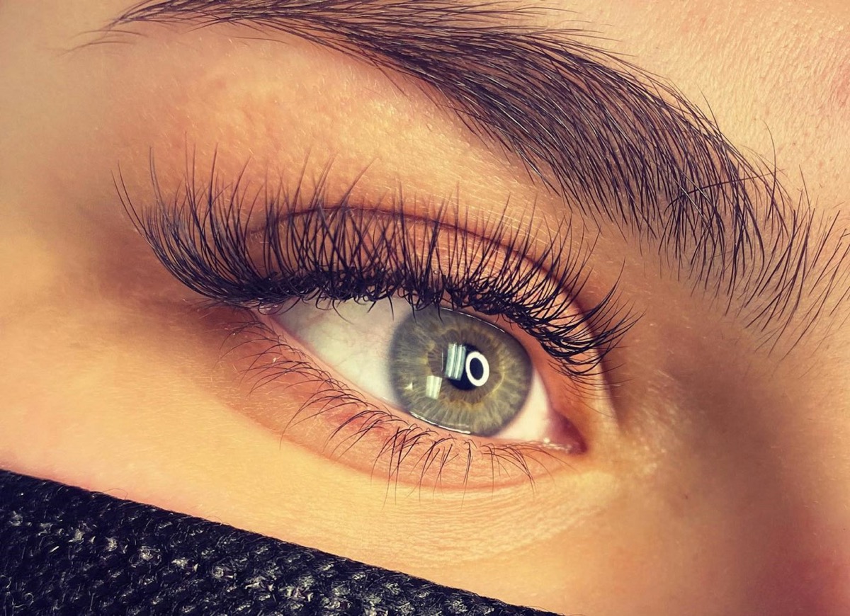 Close-up of full, fluffy lash extensions